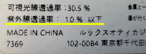 紫外線透過率　表記
